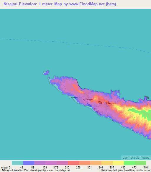 Ntsajou,Comoros Elevation Map