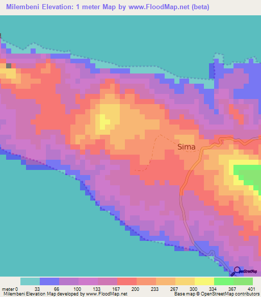 Milembeni,Comoros Elevation Map