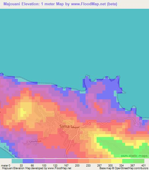 Majouani,Comoros Elevation Map