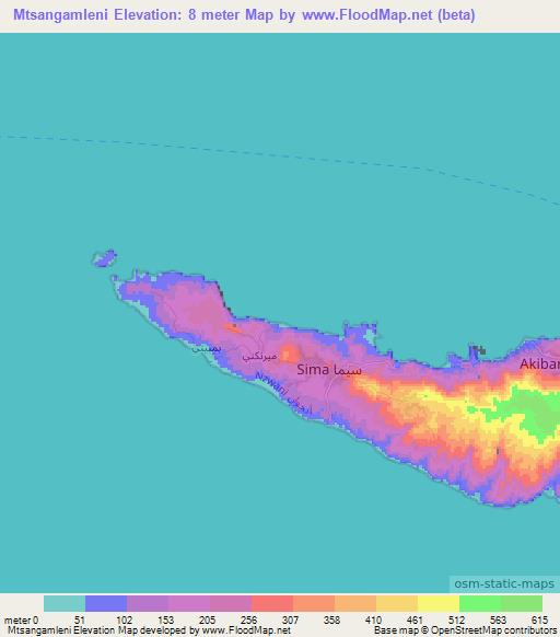 Mtsangamleni,Comoros Elevation Map