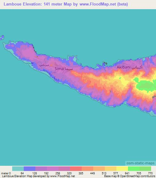 Lamboue,Comoros Elevation Map