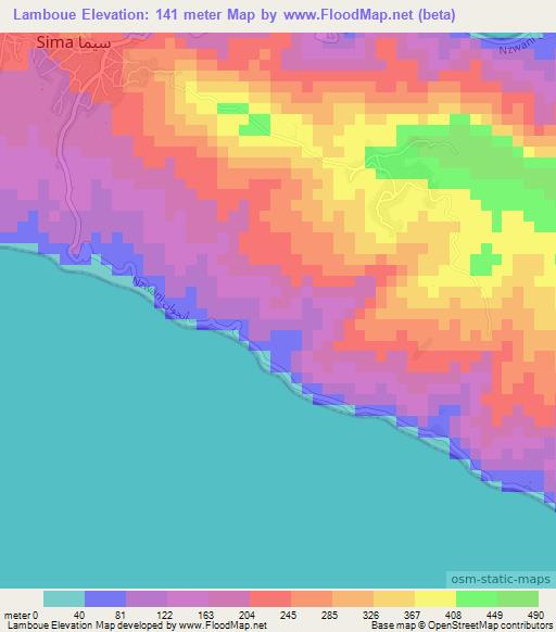 Lamboue,Comoros Elevation Map
