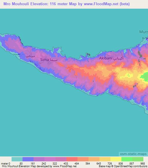 Mro Mouhouli,Comoros Elevation Map