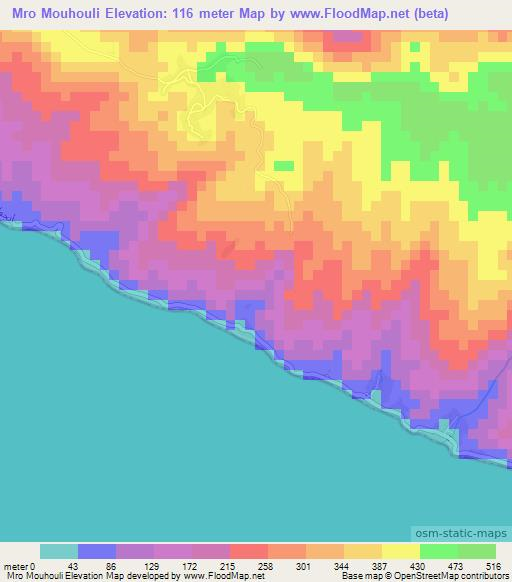 Mro Mouhouli,Comoros Elevation Map