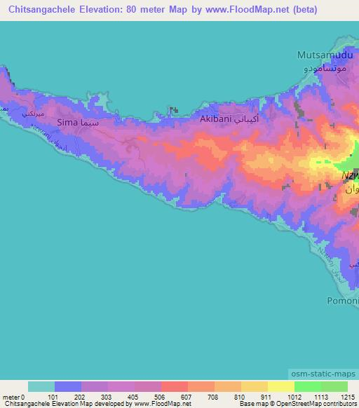Chitsangachele,Comoros Elevation Map