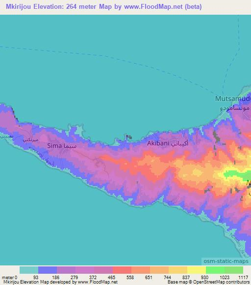 Mkirijou,Comoros Elevation Map