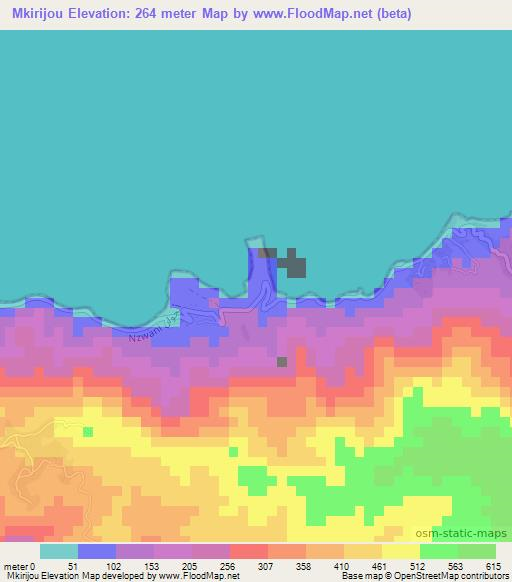 Mkirijou,Comoros Elevation Map