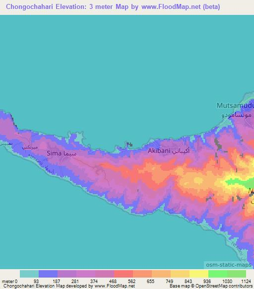 Chongochahari,Comoros Elevation Map