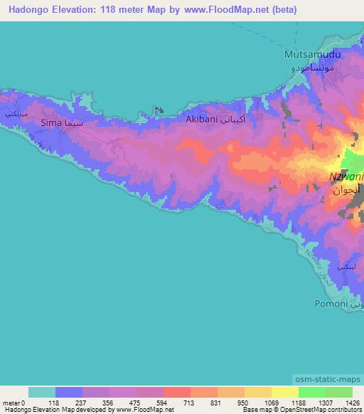 Hadongo,Comoros Elevation Map
