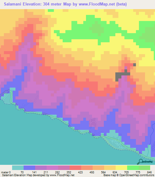 Salamani,Comoros Elevation Map