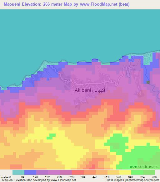 Maoueni,Comoros Elevation Map