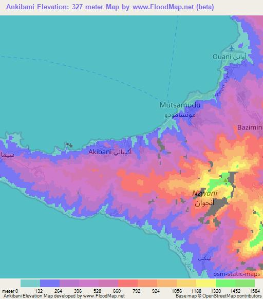 Ankibani,Comoros Elevation Map