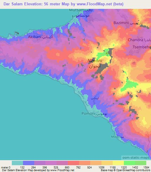 Dar Salam,Comoros Elevation Map