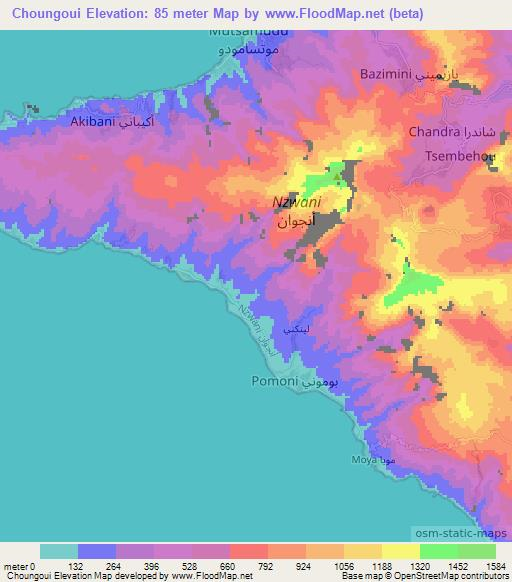 Choungoui,Comoros Elevation Map