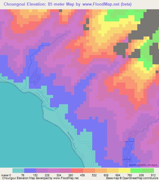 Choungoui,Comoros Elevation Map