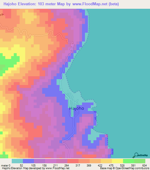 Hajoho,Comoros Elevation Map