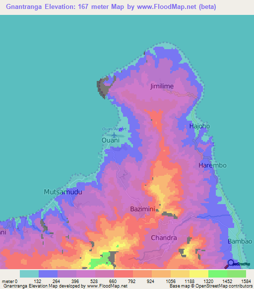 Gnantranga,Comoros Elevation Map