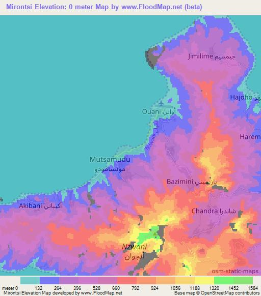 Mirontsi,Comoros Elevation Map