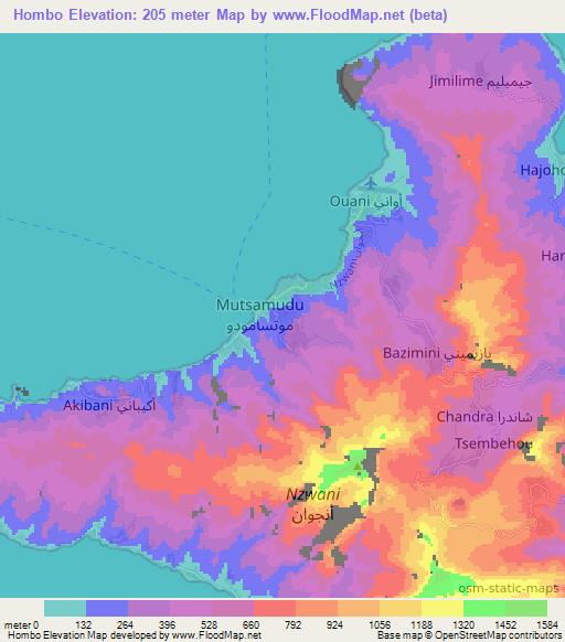 Hombo,Comoros Elevation Map