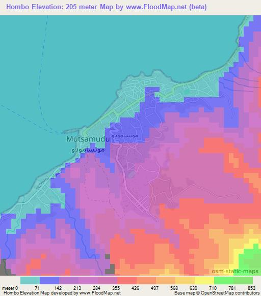 Hombo,Comoros Elevation Map