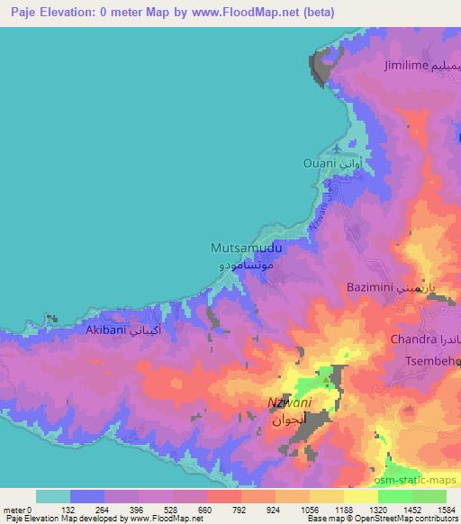 Paje,Comoros Elevation Map