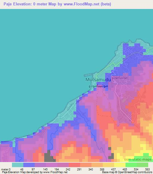 Paje,Comoros Elevation Map