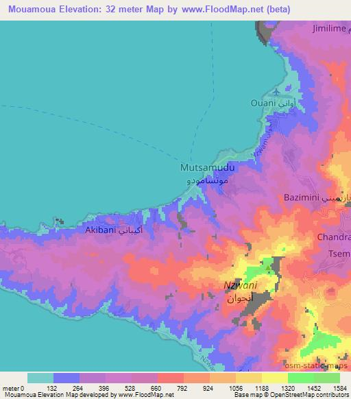 Mouamoua,Comoros Elevation Map
