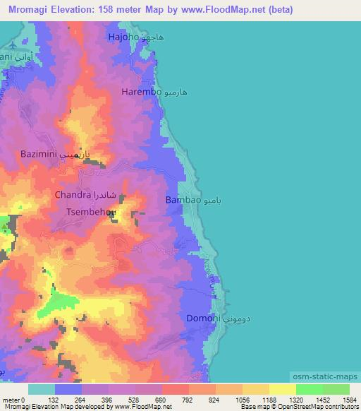 Mromagi,Comoros Elevation Map
