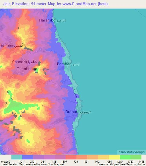 Jeje,Comoros Elevation Map