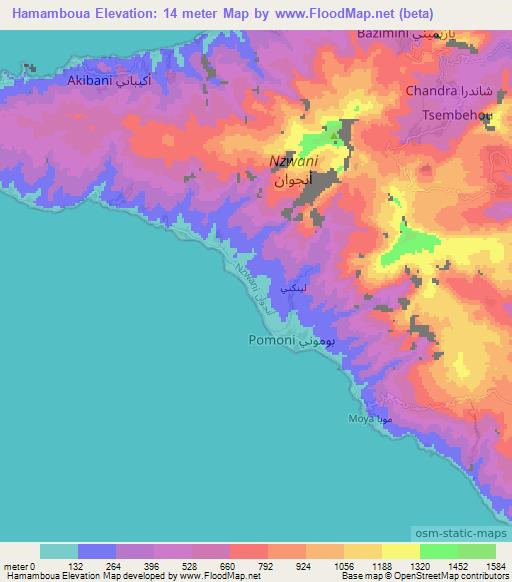 Hamamboua,Comoros Elevation Map