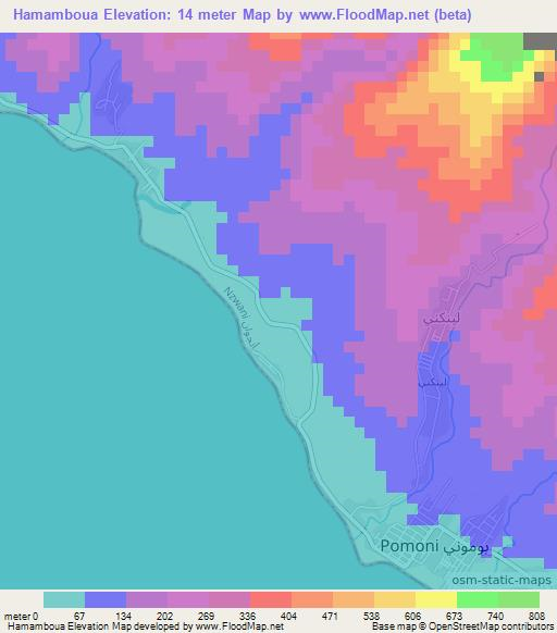 Hamamboua,Comoros Elevation Map