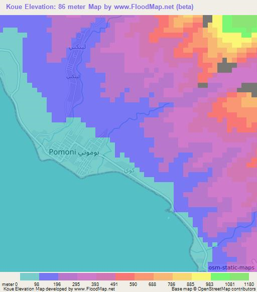 Koue,Comoros Elevation Map