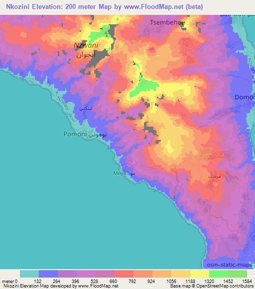 Nkozini,Comoros Elevation Map