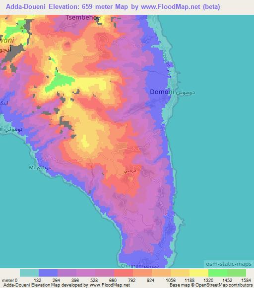 Adda-Doueni,Comoros Elevation Map