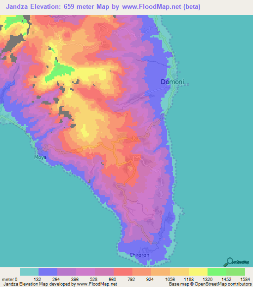 Jandza,Comoros Elevation Map