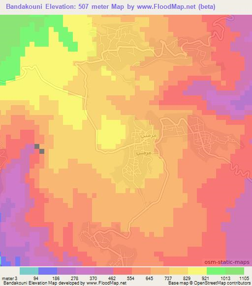 Bandakouni,Comoros Elevation Map