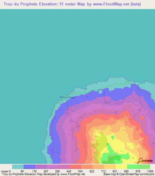 Trou du Prophete,Comoros Elevation Map