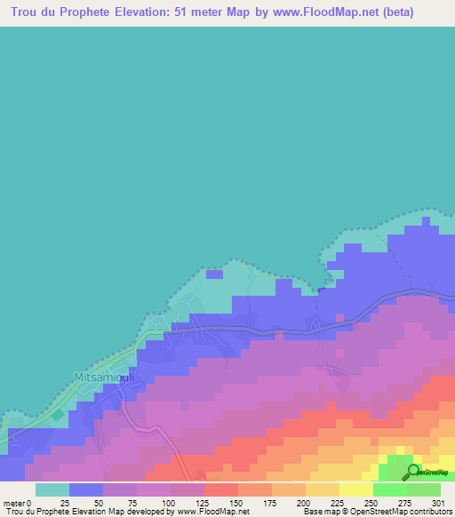 Trou du Prophete,Comoros Elevation Map