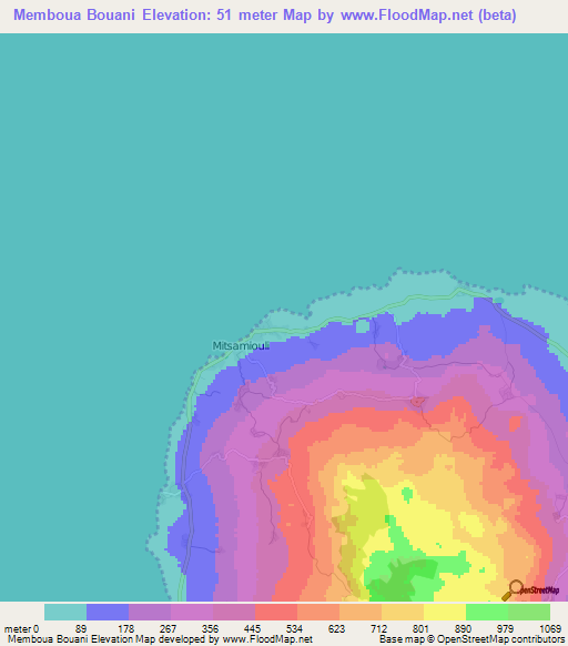 Memboua Bouani,Comoros Elevation Map