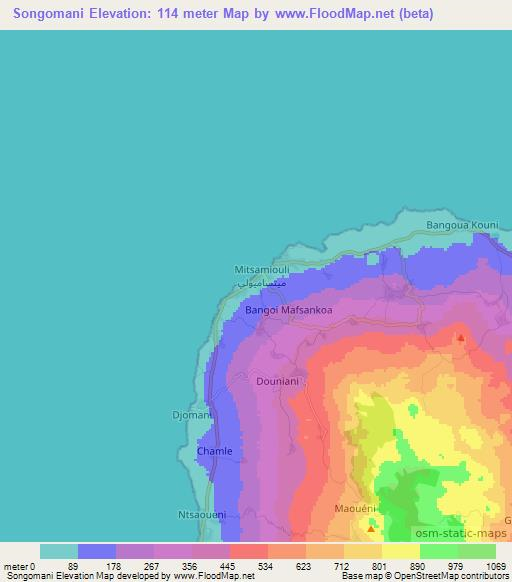 Songomani,Comoros Elevation Map