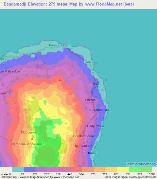 Bandamadji,Comoros Elevation Map