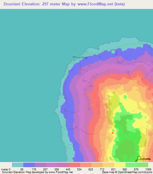 Douniani,Comoros Elevation Map