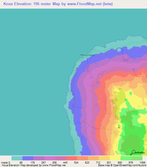Koua,Comoros Elevation Map
