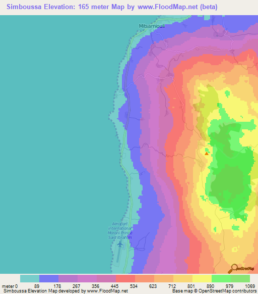 Simboussa,Comoros Elevation Map