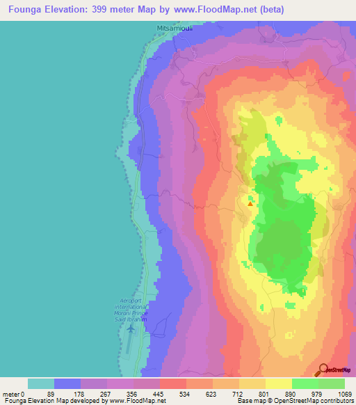 Founga,Comoros Elevation Map