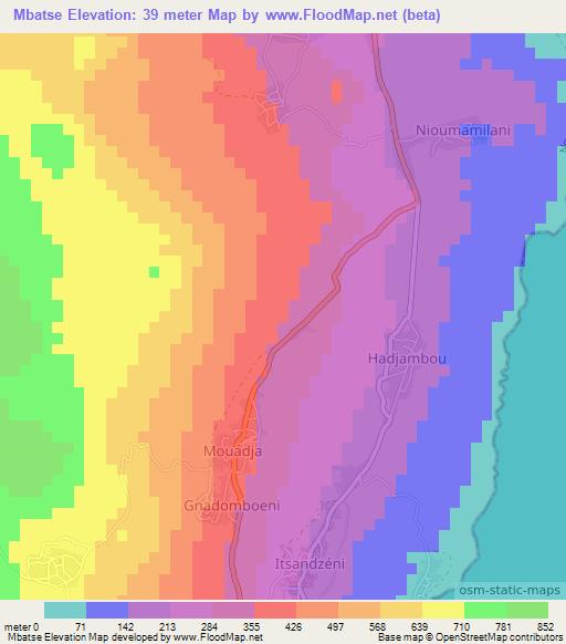 Mbatse,Comoros Elevation Map