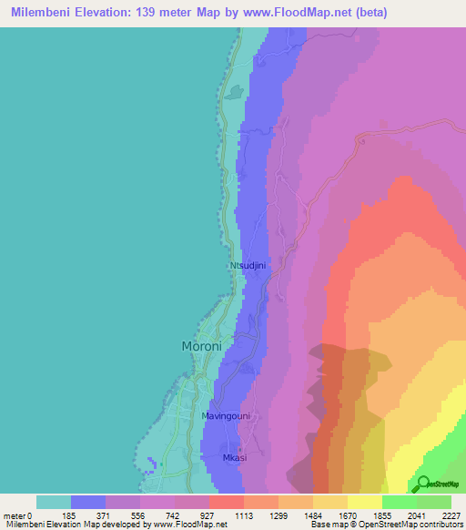 Milembeni,Comoros Elevation Map