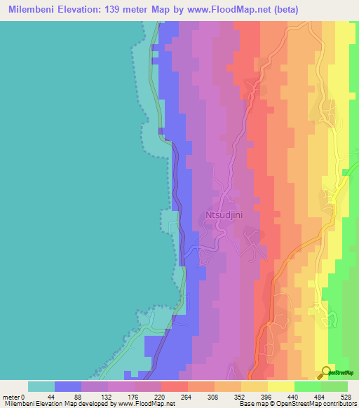 Milembeni,Comoros Elevation Map