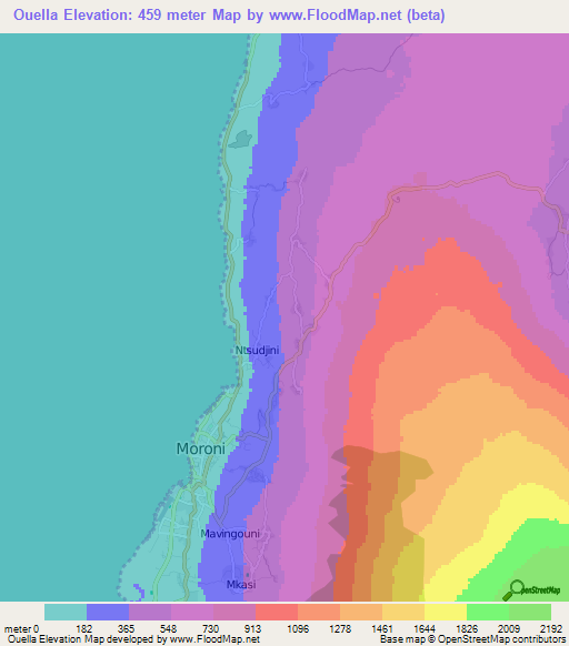 Ouella,Comoros Elevation Map