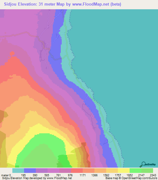 Sidjou,Comoros Elevation Map